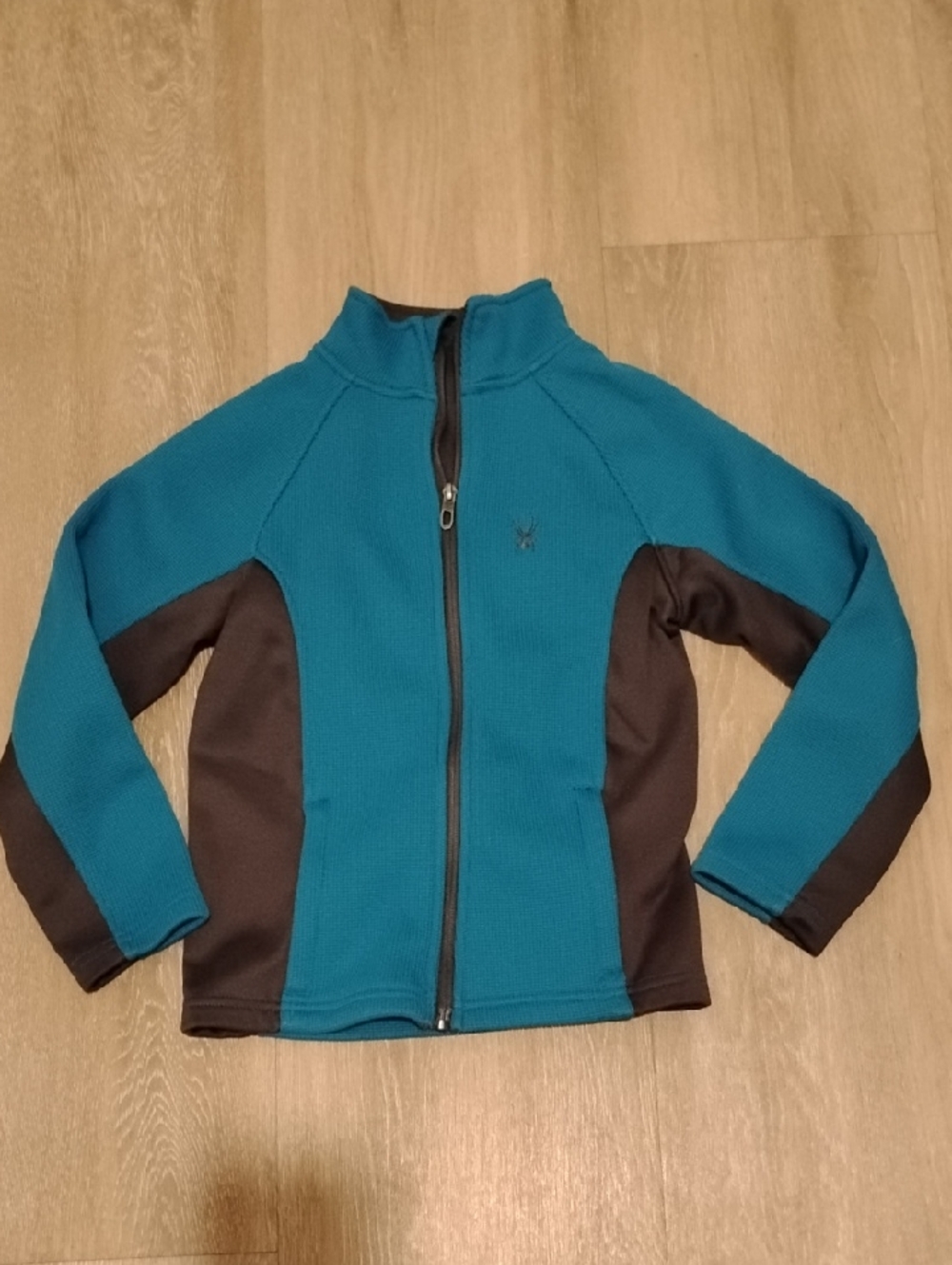 Spyder Kids Teal and Charcoal Full-Zip Swim Rashguard